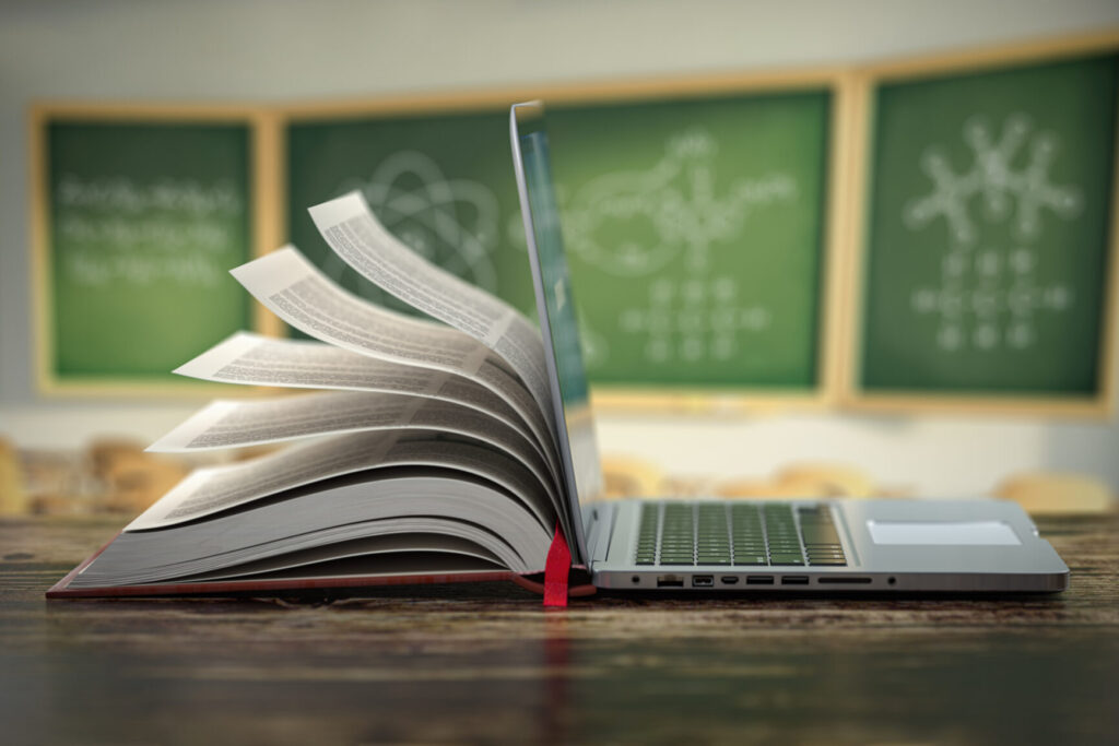 E-learning online education or internet encyclopedia concept. O